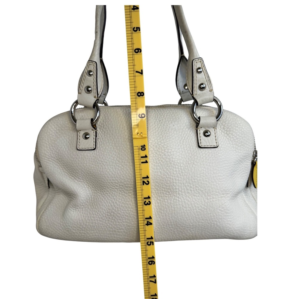 Coach Leather Satchel Handbag Cream Pebble Grain Silver Hardware Top Zip Vintage - Picture 6 of 16